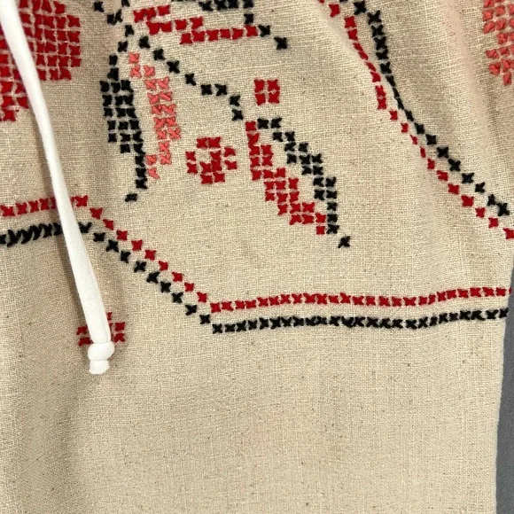 LEEBA MARKS Vintage Shirt Womens Large Cream Embroidered Boho Peasant - Picture 7 of 12